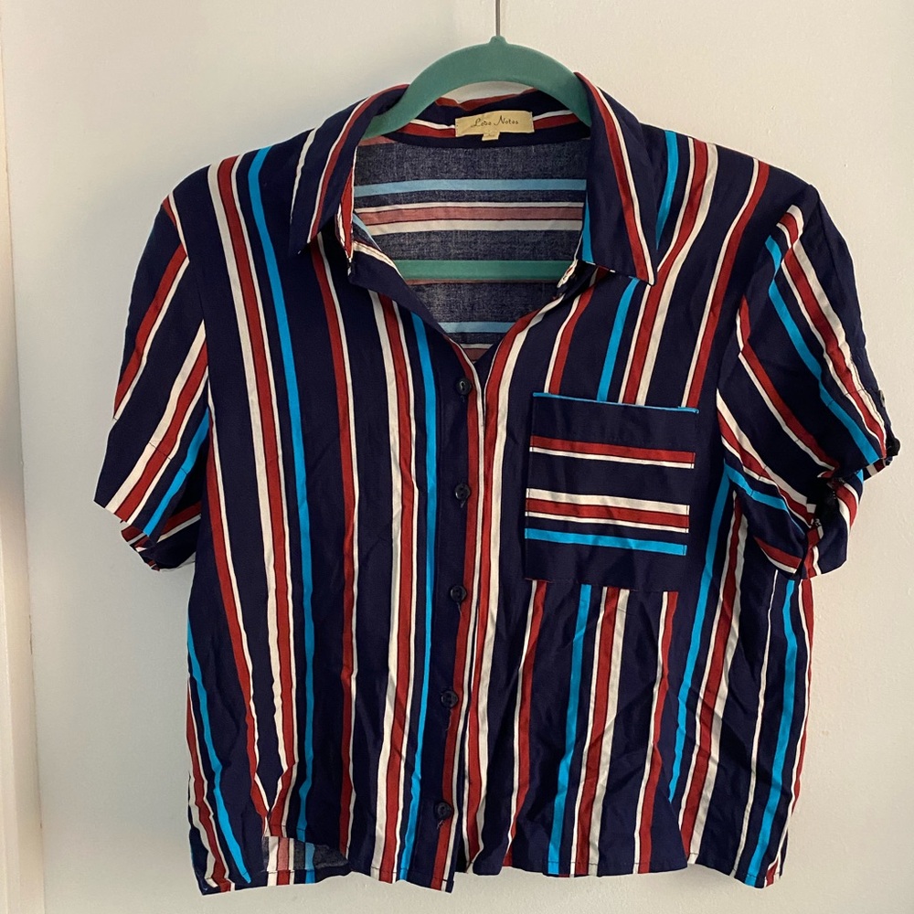 Love Notes Multicolor short sleeve Striped Shirt size Large